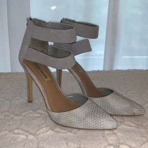 Steve Madden Snakeskin & Suede Gray Heels